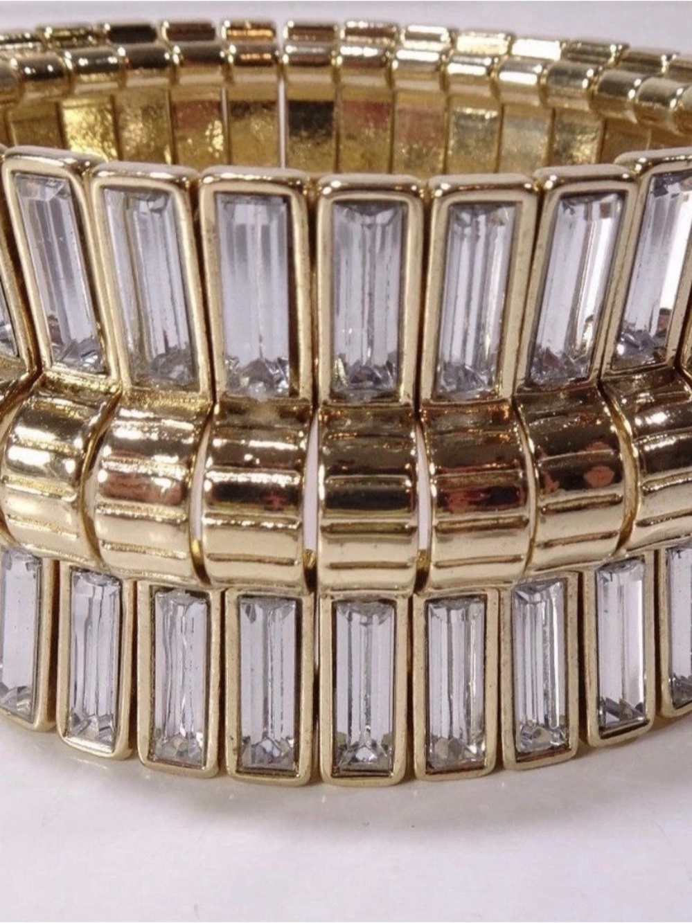 NWT Cachet Gold Crystal Baguette Stretch Bracelet Originally $58+